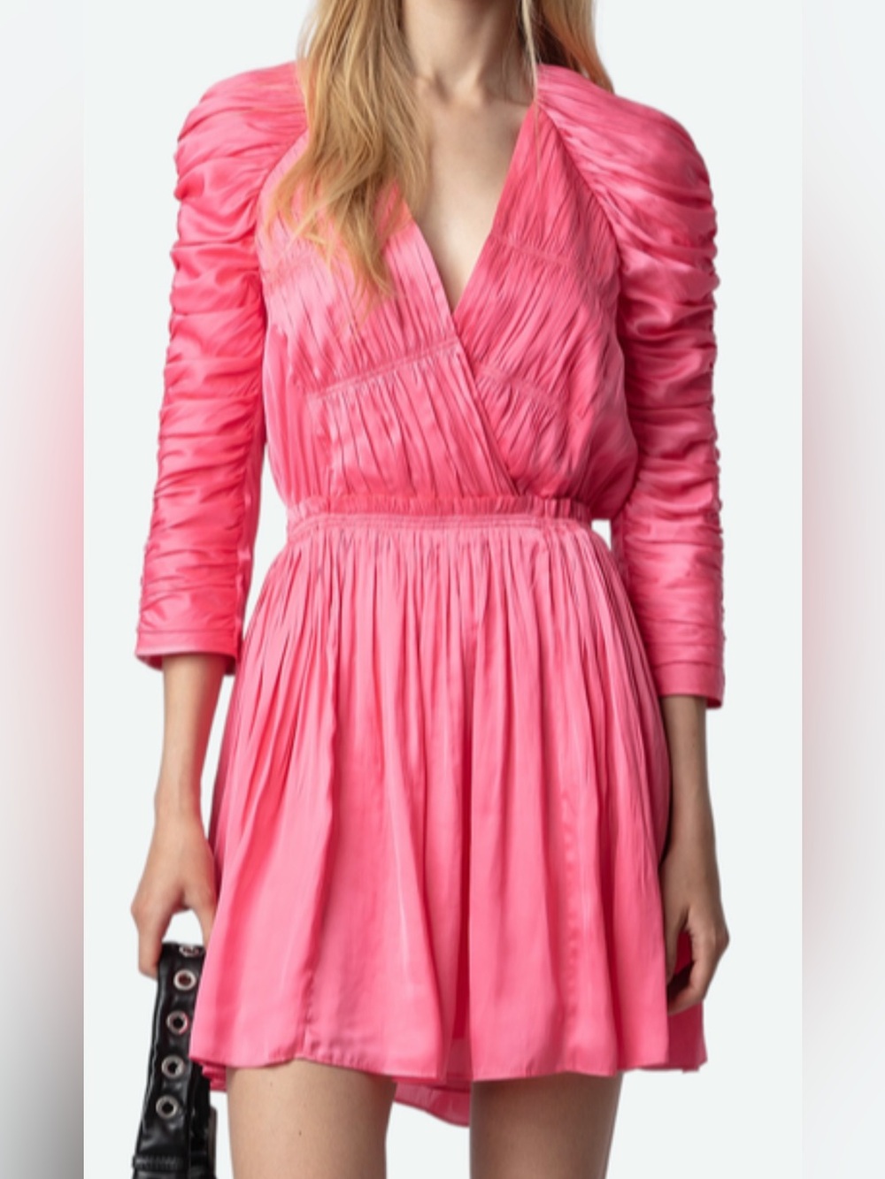 NWT Zadig & Voltaire Realine Satin Dress Ruched Mini - XS